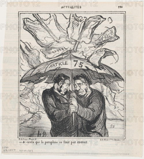 Je crois que la parapluie va finir par crever, 1869. Creator: Honore Daumier.