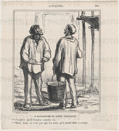 La Restauration du Corps Législatif, 1869. Creator: Honore Daumier.