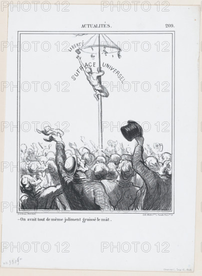 On avait tout de même joliment graissé le mât, 1869. Creator: Honore Daumier.