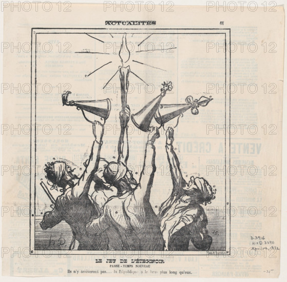 Le Jeu de l'Éteginoir [sic l'éteignoir], 1872.  Creator: Honore Daumier.