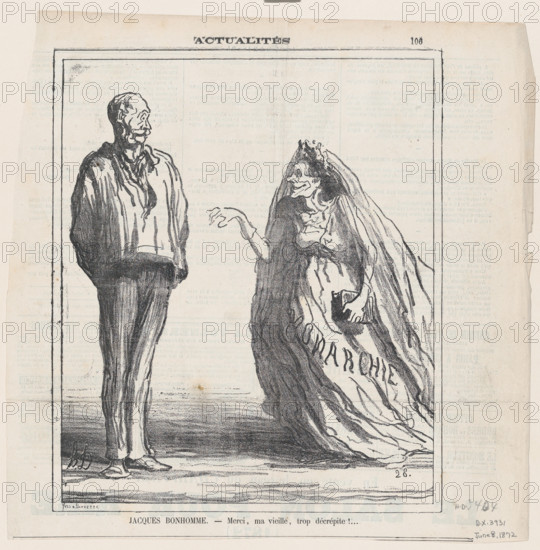 Jacques Bonhomme. - Merci, ma vieille, trop décrépite!..., 1872.  Creator: Honore Daumier.