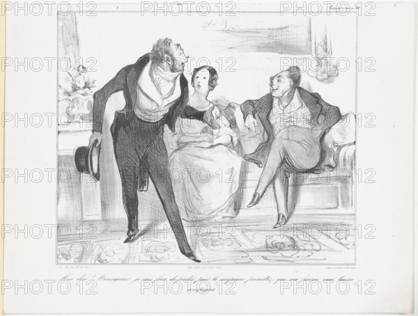 Plate 40: Mon dieu! Monseigneur, je suis forcé de partir pour la campagne..., 1838. Creator: Honore Daumier.