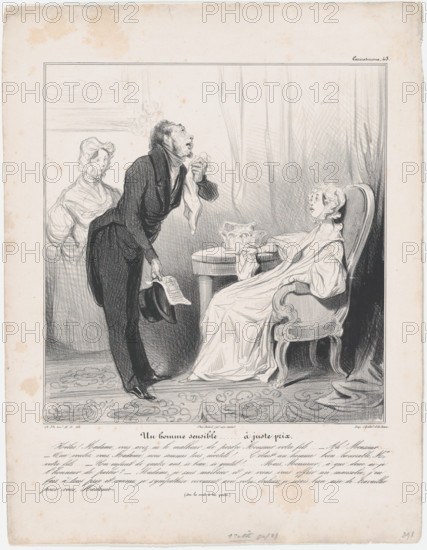 Plate 43: Un homme sensible...à juste prix, 1838.  Creator: Honore Daumier.