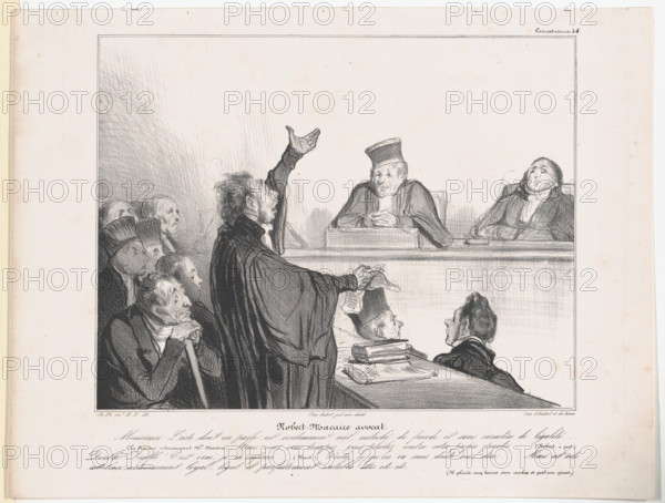 Plate 44: Robert Macaire avocat, 1838.  Creator: Honore Daumier.
