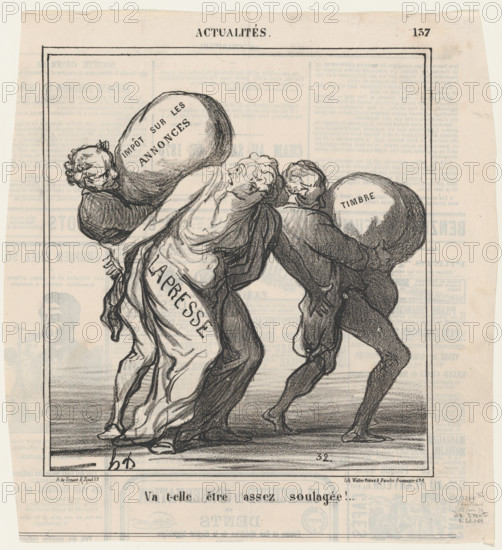 Va t-elle être assez soulagée!, 1870. Creator: Honore Daumier.