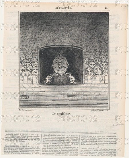 Le souffleur, 1870. Creator: Honore Daumier.