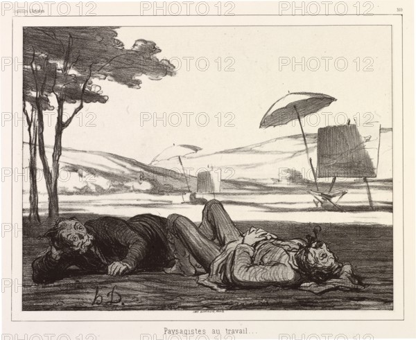 Paysagistes au travail (Landscape Artists at Work), 1862. Creator: Honore Daumier.