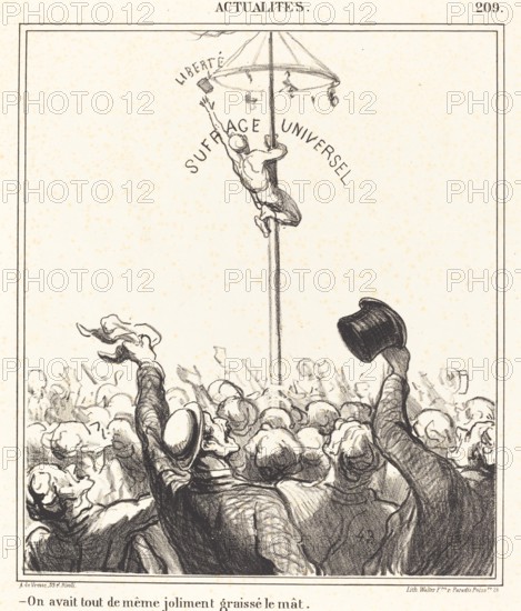 On avait tout de même joliment graissé le mât, 1869. Creator: Honore Daumier.