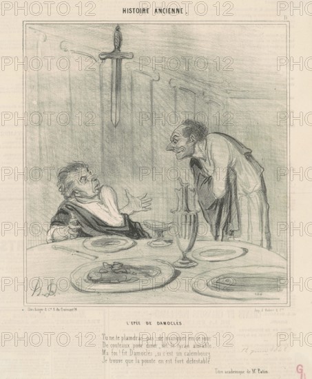L'épée de Damoclès, c1842.  Creator: Honore Daumier.