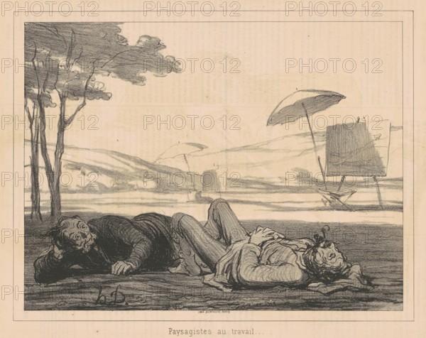 Paysagistes au travail (Landscape Artists at Work), August 17, 1862. Creator: Honore Daumier.