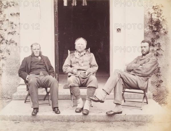 Rupert Potter, John Everett Millais and an Unidentified Man at Dalguise, from an album...Millais. Creator: Unknown.