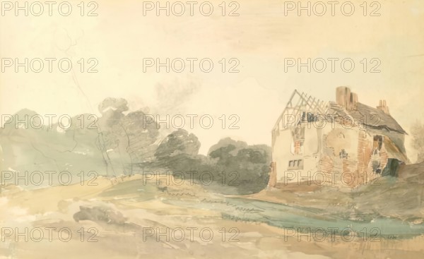 Landscape with Deserted Farmstead, 1825-1849. Creator: Cornelius Varley.