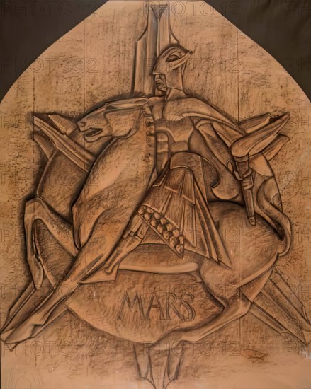 Cartoon For The "Mars" Window In The Scottish National War Memorial, Edinburgh, 1926. Creator: Douglas Strachan.