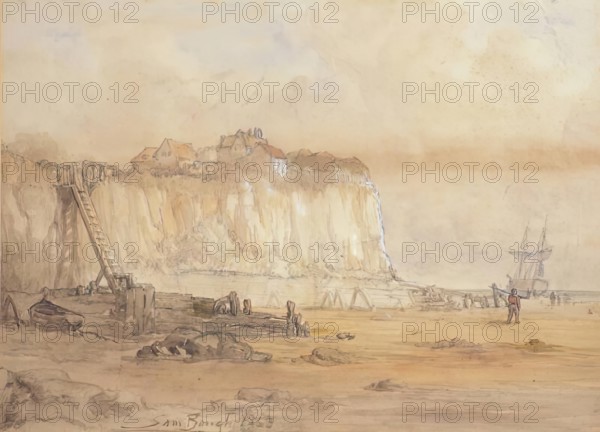 Landscape With Cliff, 1863. Creator: Samuel Bough.