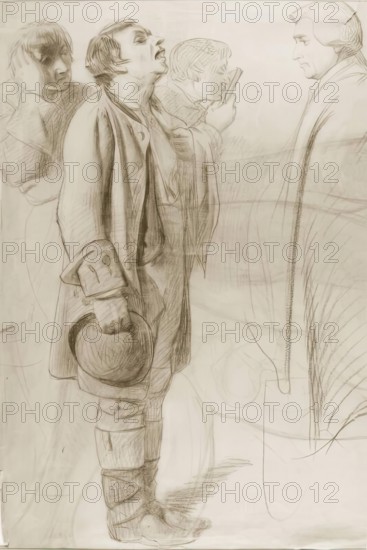 Man Being Examined-Study for "Drawing for the Militia" & verso Study of Robert The Bruce, 1849. Creator: John Phillip.