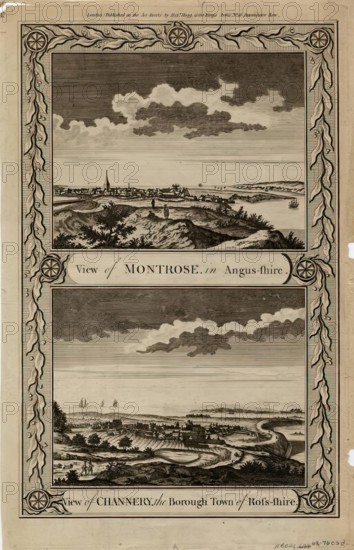 View of Montrose in Angus-shire and View of Channenry, the Borough Town of Ross-shire. Creator: Alexander Hogg.