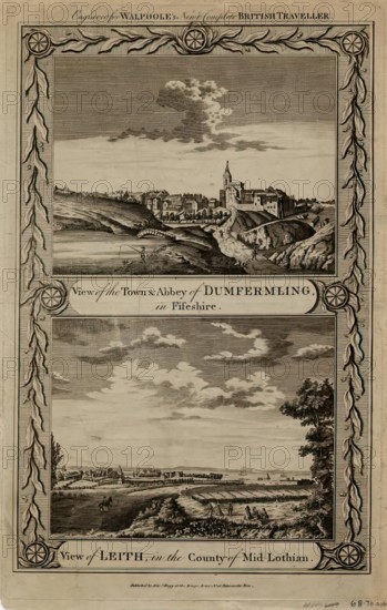 View of the Abbey and Town of Dunfermline and View of Leith. Creator: Alexander Hogg.