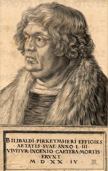 Portrait of Bilibald Pirkeymheir, 1524. Creator: Albrecht Durer.