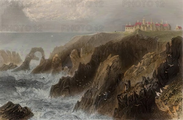 Slaines Castle, Peterhead (View Of Castle From The North), c1830s-1850s. Creators: Unknown, Robert Brandard.