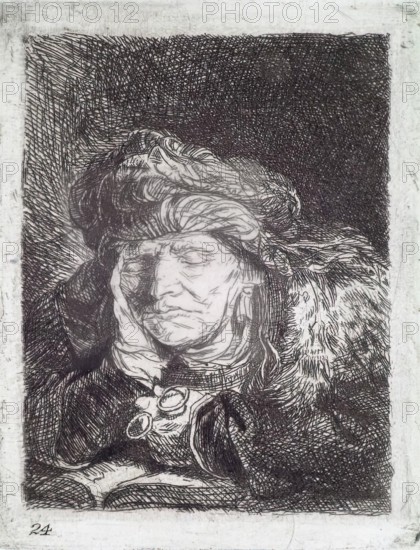 An Old Woman Asleep, (c1637), c1820s. Creator: Andrew Geddes.