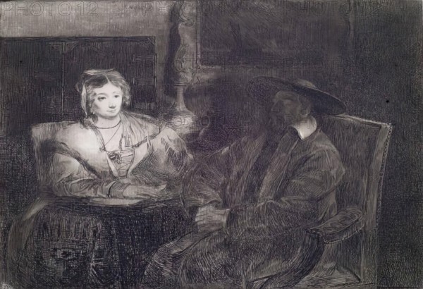 Dull Reading: with Portraits of Daniel Terry (c. 1780-1829) and Elizabeth (Nasmyth)..., 1826. Creator: Andrew Geddes.