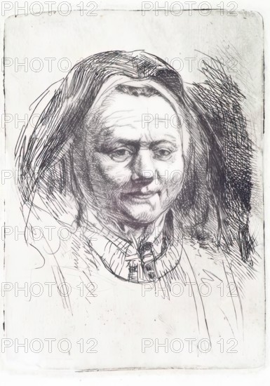 Head of an Old Woman (in the style of Rembrandt), (c1620s), c1820s. Creator: Andrew Geddes.