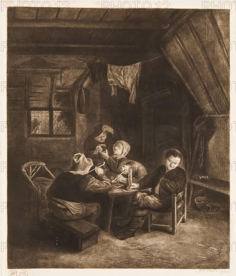 Dutch Interior with Peasants Drinking and Smoking, (c1640s), 1765. Creator: William Baillie.