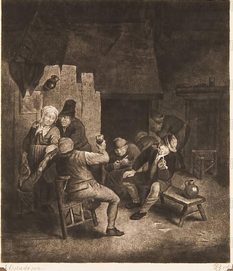 Interior of a Tavern with a Company of Six Men, a Woman and a Child, (c1660s), c1774. Creator: William Baillie.