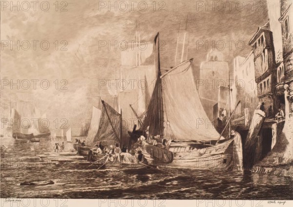 Canal Scene with Shipping,  (c1820s), c1880s. Creator: William Brassey Hole.