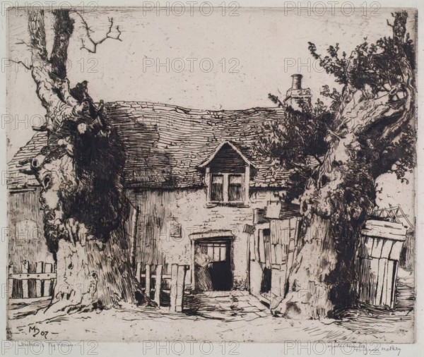 Duhen's Pig Farm, 1907. Creator: Martin Hardie.