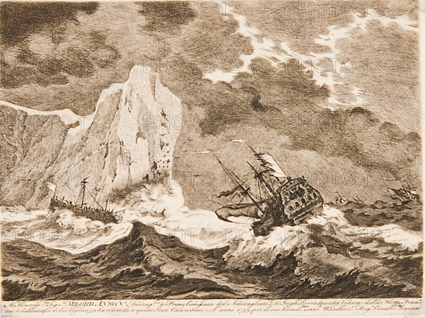 Ships of War in a Storm, 1750s-1770s Creator: William Baillie.