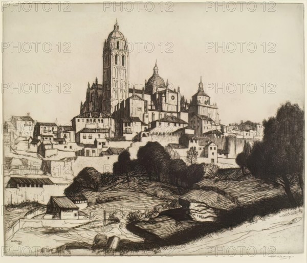 The Cathedral, Segovia, 1913. Creator: William Strang.