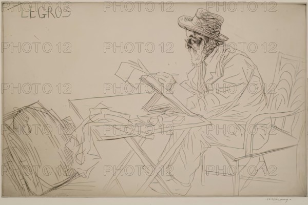 Portrait of Alphonse Legros, 1910. Creator: William Strang.