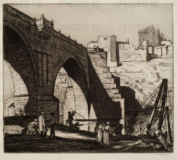 St Martins Bridge, Toledo, 1913. Creator: William Strang.