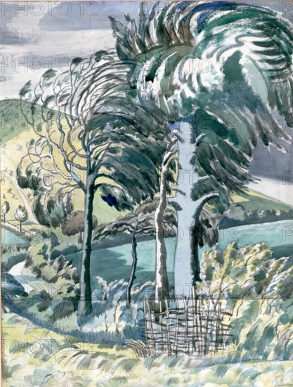 Beeches in the Wind, 1918. Creator: Paul Nash.