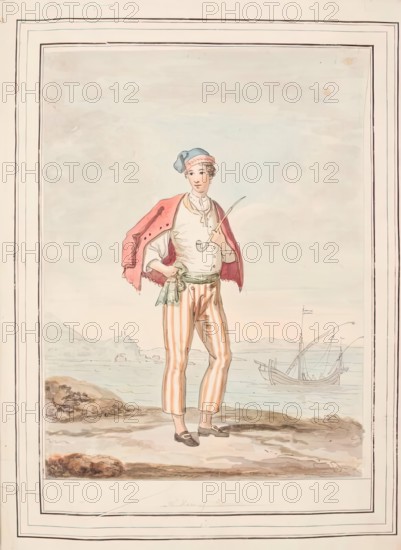 A Man of Procida, leaf from 'A Collection of Dresses by David Allan Mostly from Nature', 1776. Creator: David Allan.