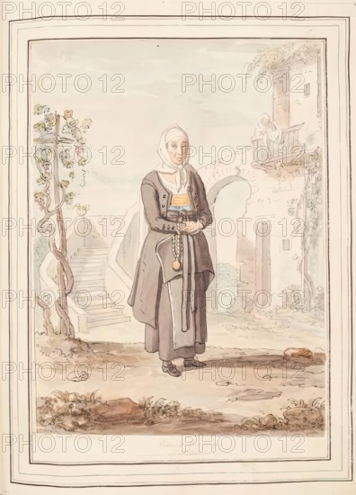 A Widow Woman of Procida, leaf from 'A Collection of Dresses by David Allan Mostly from Nature',1776 Creator: David Allan.