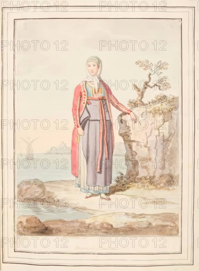 Maid of Procida, leaf from 'A Collection of Dresses by David Allan Mostly from Nature', 1776. Creator: David Allan.