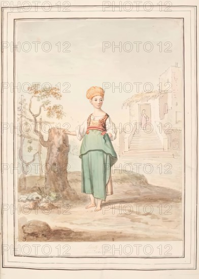 Little Girl of Procida, leaf from 'A Collection of Dresses by David Allan Mostly from Nature', 1776. Creator: David Allan.