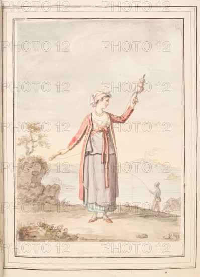 Spinner of Procida , leaf from 'A Collection of Dresses by David Allan Mostly from Nature', 1776. Creator: David Allan.