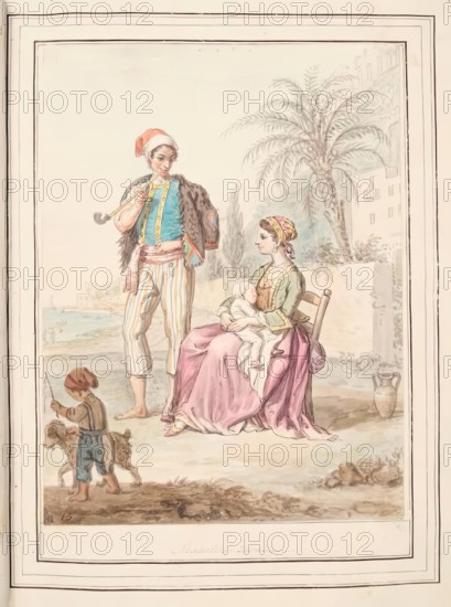 Neapolitan Family, leaf from 'A Collection of Dresses by David Allan Mostly from Nature', 1776. Creator: David Allan.
