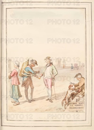 Pont Neuf, Paris, leaf from 'A Collection of Dresses by David Allan Mostly from Nature', 1776. Creator: David Allan.