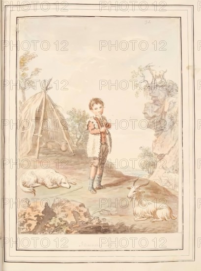 Florentine Boy, leaf from 'A Collection of Dresses by David Allan Mostly from Nature', 1776. Creator: David Allan.