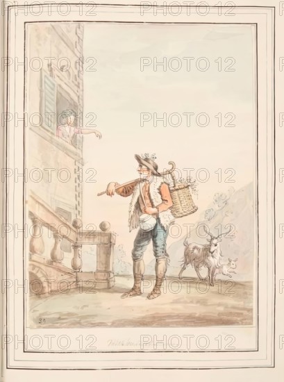Milkman of Rome, leaf from 'A Collection of Dresses by David Allan Mostly from Nature', 1776. Creator: David Allan.