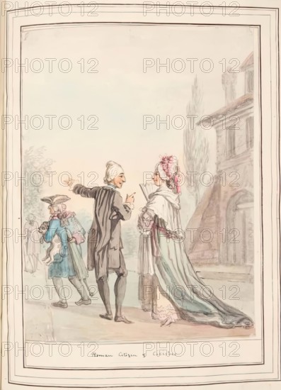 Roman Citizens, leaf from 'A Collection of Dresses by David Allan Mostly from Nature', 1776. Creator: David Allan.