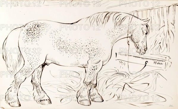 A Horse Eating Hay, 1825-1839. Creator: James Howe.