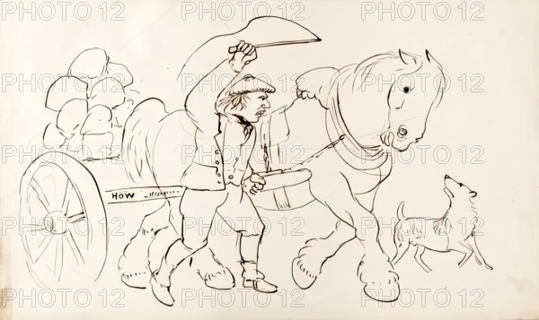 A Man Driving A Horse-Drawn Cart, 1825-1839. Creator: James Howe.