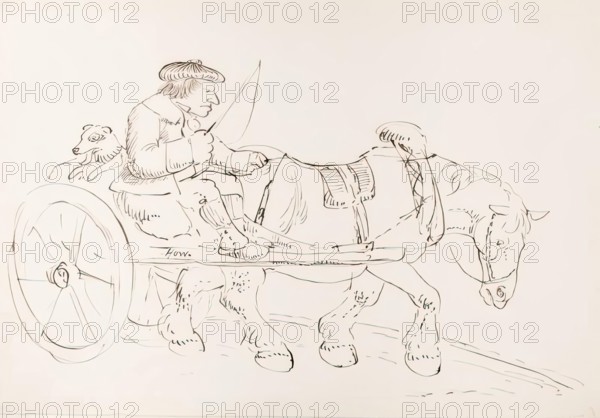 A Man Driving His Horse-Drawn Cart, 1825-1839. Creator: James Howe.