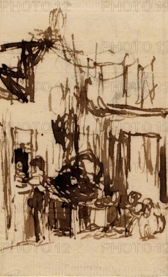 Figures by a House, c1810s. Creator: David Wilkie.