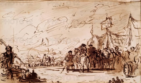 An Encampment, 1825-1841. Creator: David Wilkie.